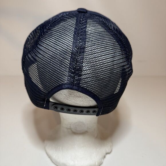 Vintage Roadway Hat Snapback Trucker Cap Mens Blue Orange Mesh Back Made In USA - Picture 4 of 6